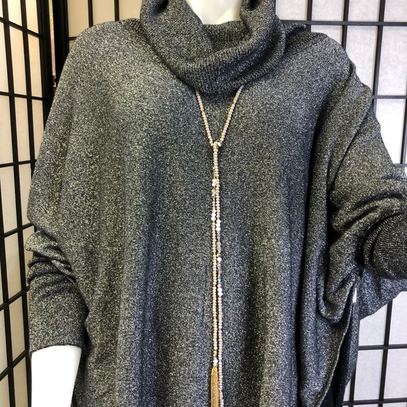 Alfani women lurex oversized knit cowl neck batt sleeves blouse, sz small - Picture 13 of 13